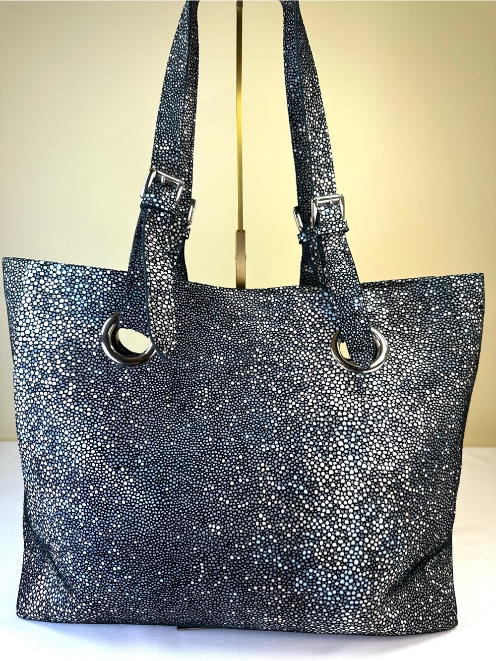 Cofi Leathers Erin Tote Stingray Pattern Sueded Leather Tote